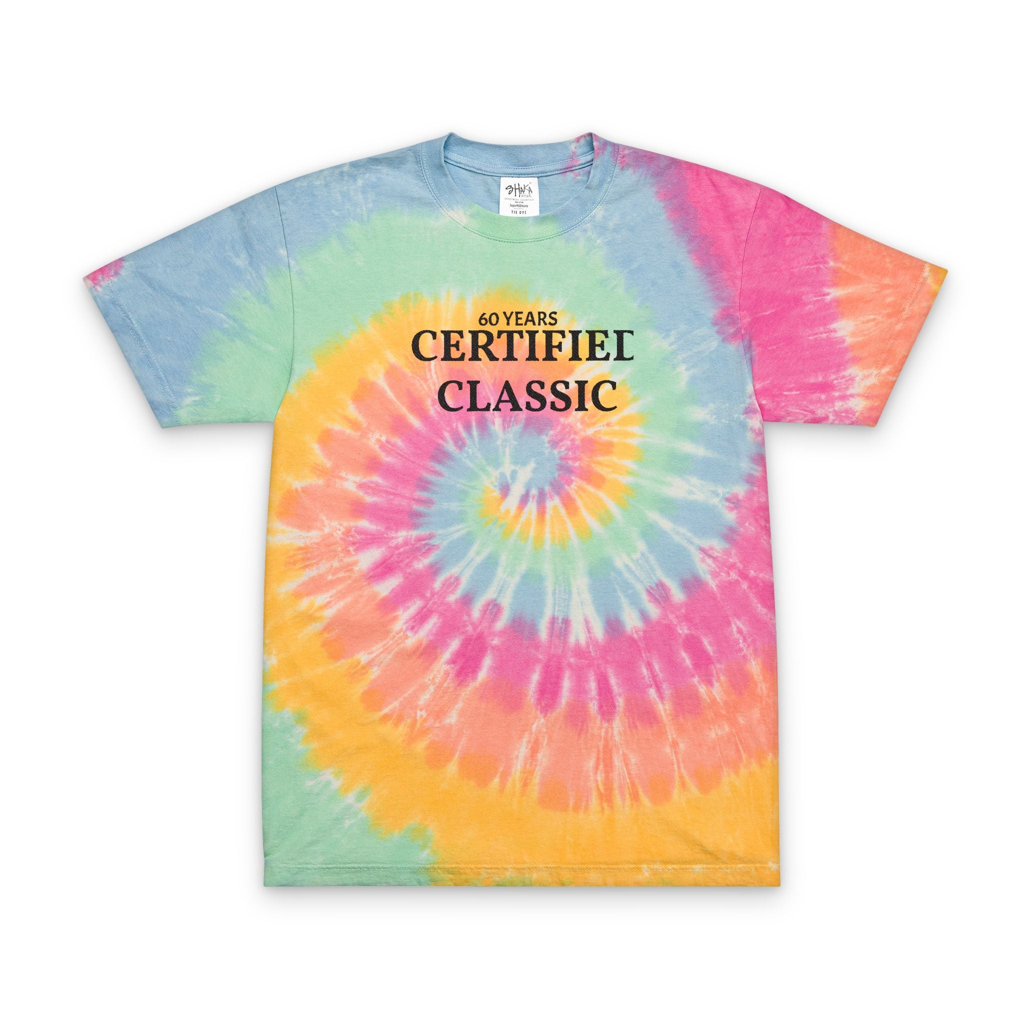Tie-Dye Spiral T-Shirt — "Certified Classic" Embroidered Oversized Tee