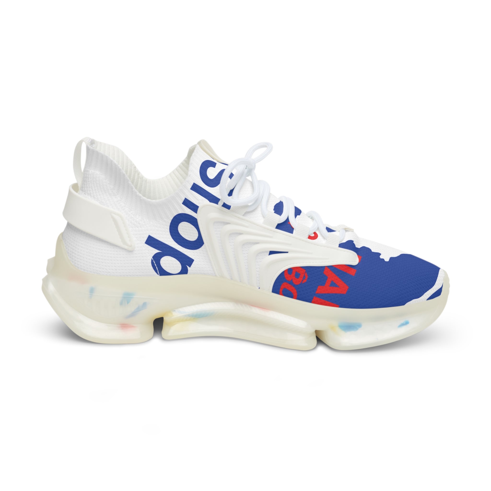 Mesh Sneakers — Bold Blue Graphic Men's Athletic Shoes