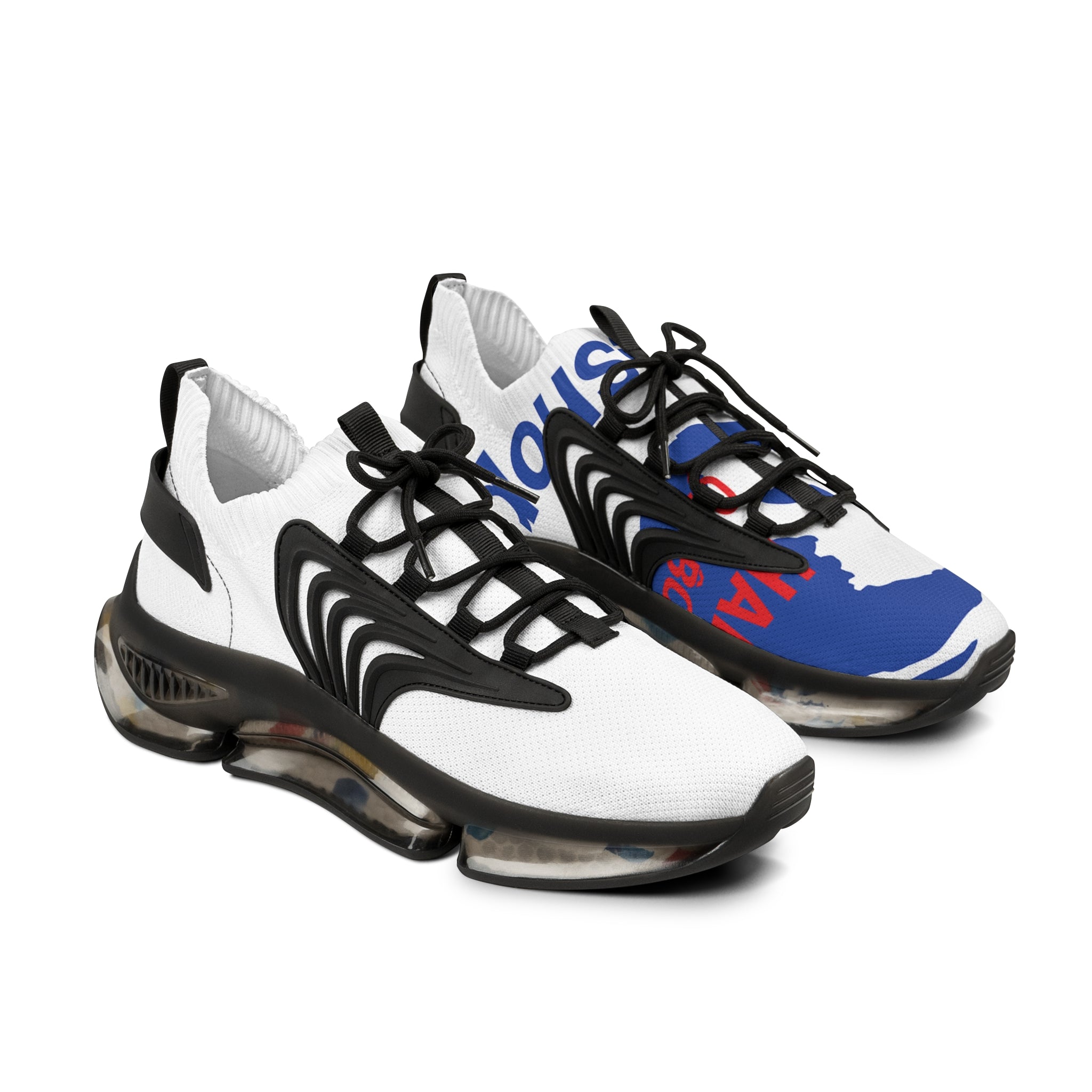 Mesh Sneakers — Bold Blue Graphic Men's Athletic Shoes