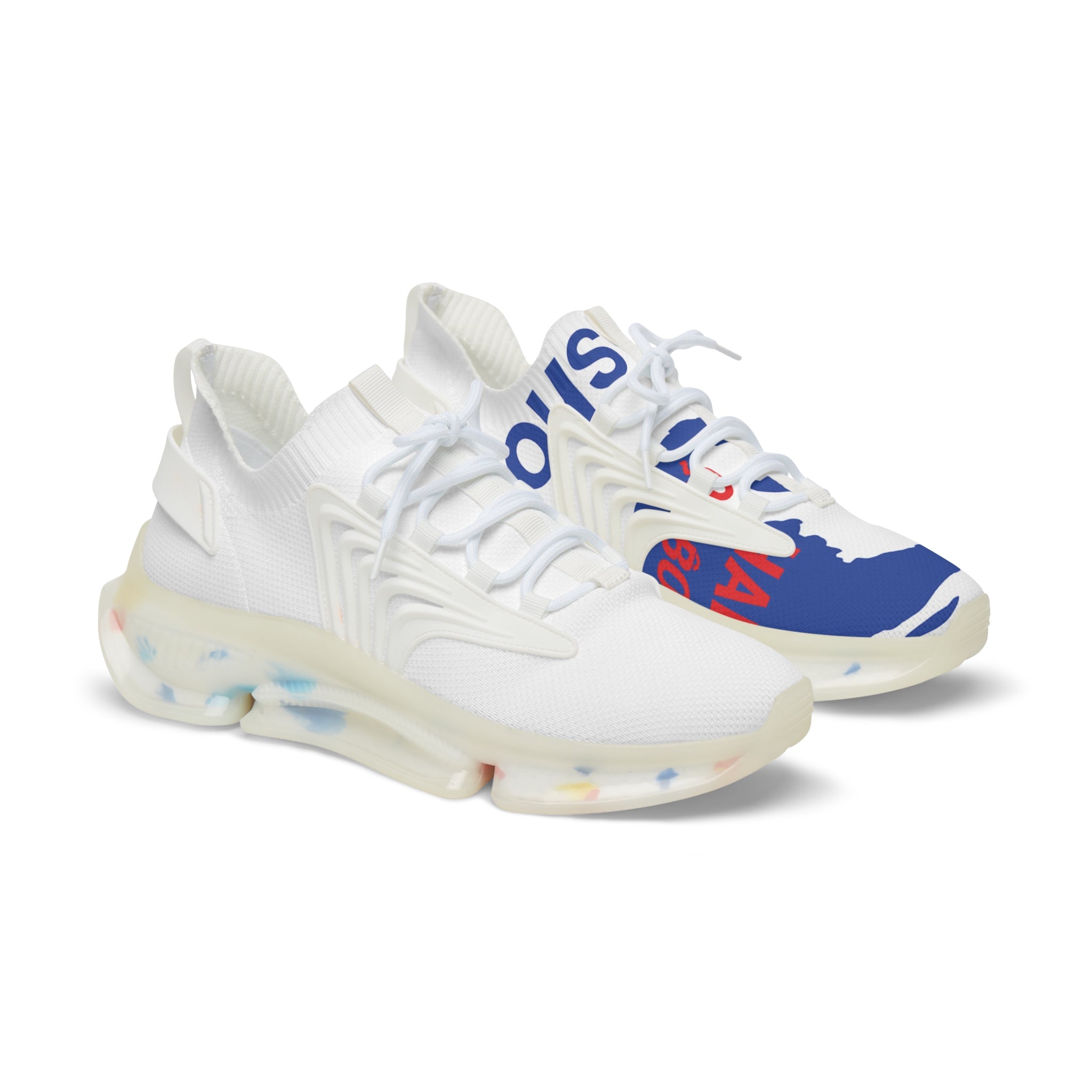 Mesh Sneakers — Bold Blue Graphic Men's Athletic Shoes