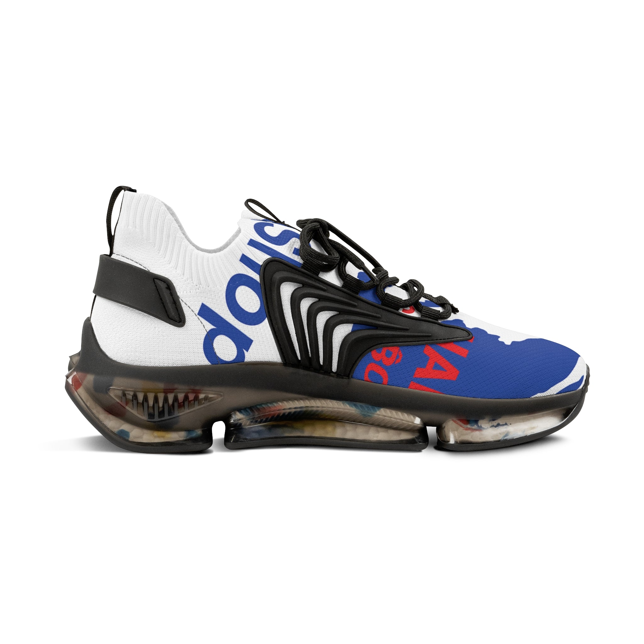 Mesh Sneakers — Bold Blue Graphic Men's Athletic Shoes