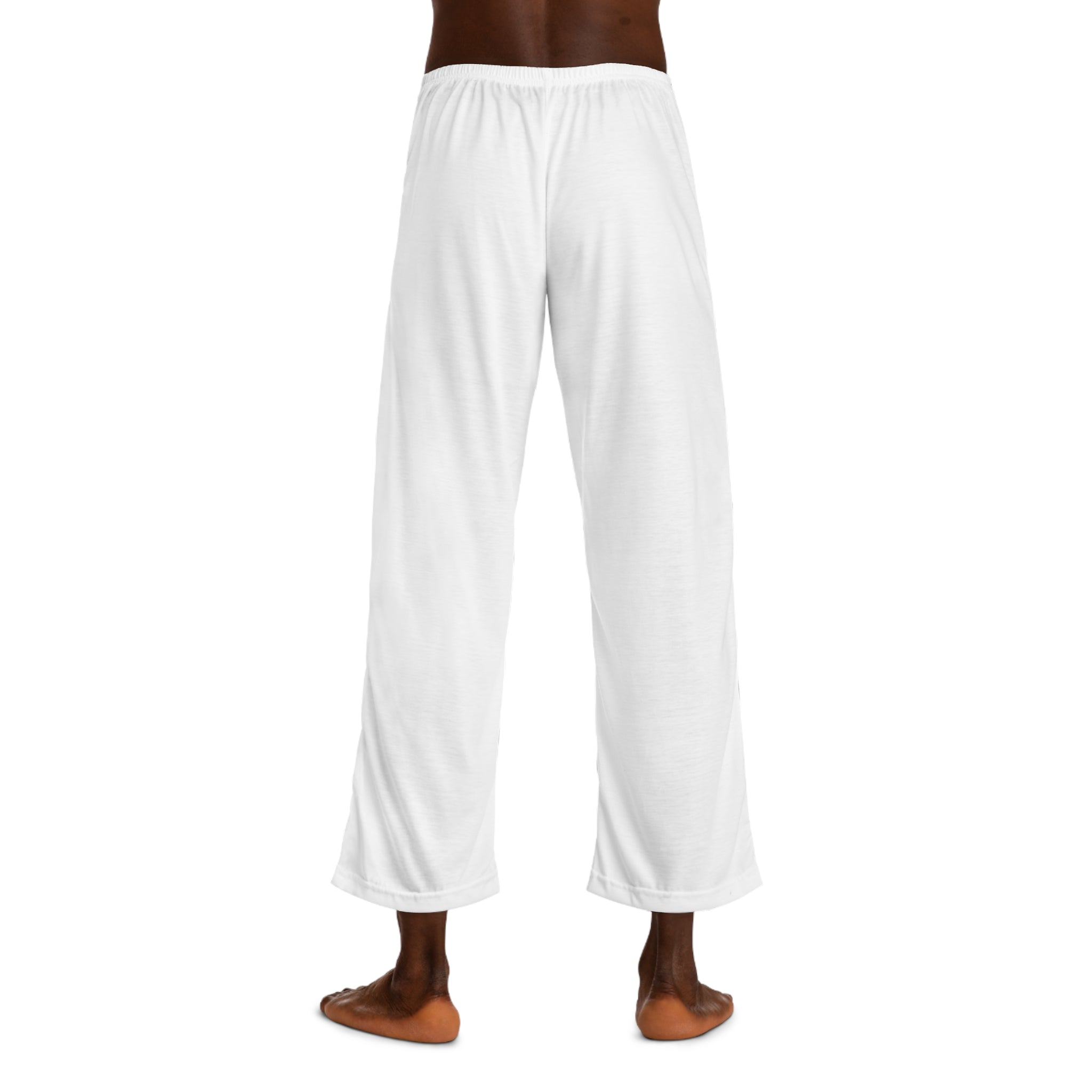 Men's Logo Pajama Pants – White Relaxed Sleep Lounge Pants with 'RENESHOP SHOP' Badge