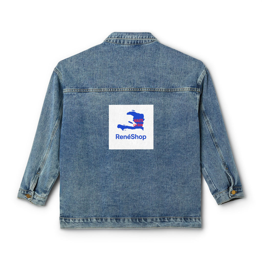 Denim Jacket — Women's Classic Jean Jacket with RenéShop Back Logo