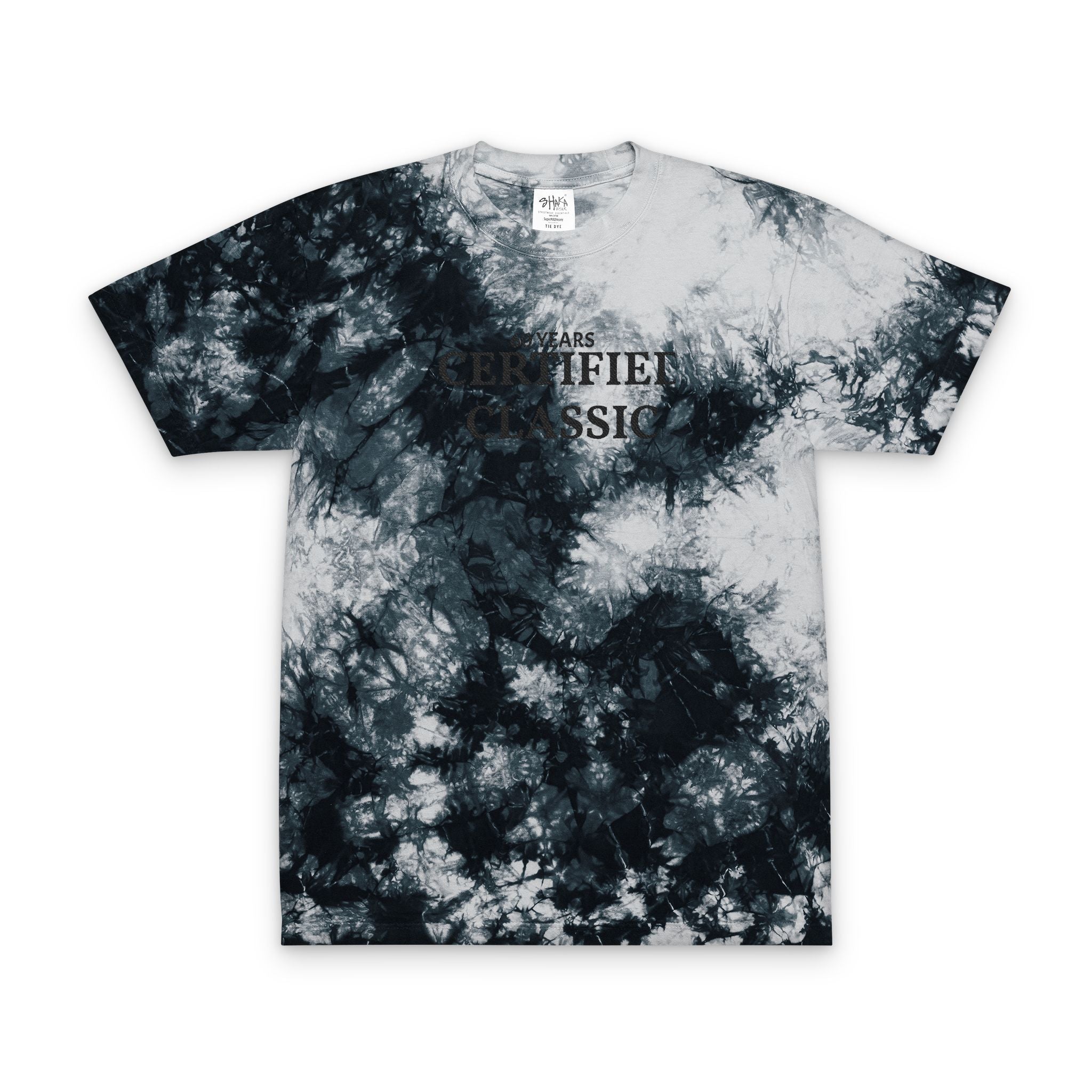 Tie-Dye Spiral T-Shirt — "Certified Classic" Embroidered Oversized Tee