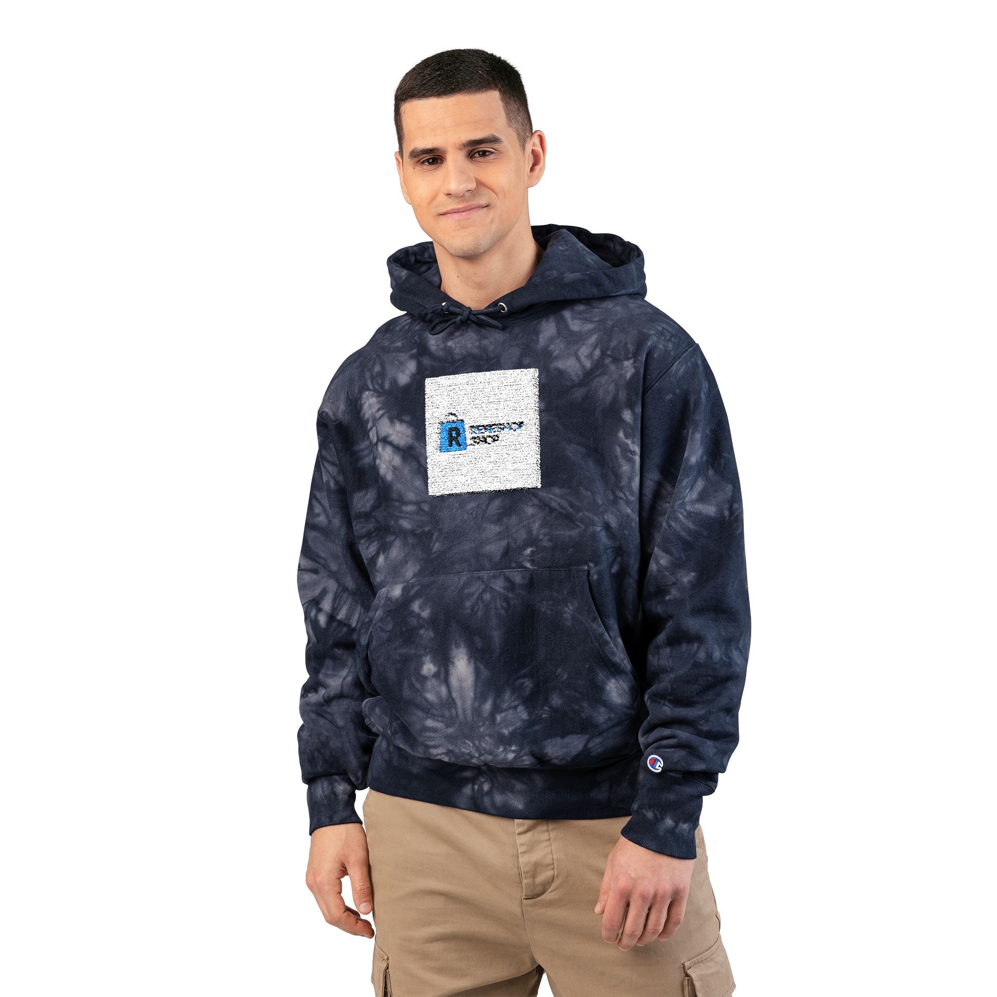 Tie-Dye Embroidered Hoodie — Champion Style Pullover