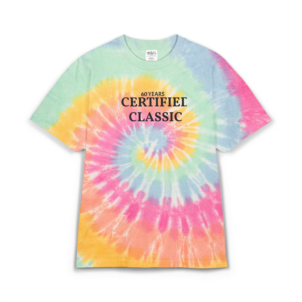 Tie-Dye Spiral T-Shirt — "Certified Classic" Embroidered Oversized Tee