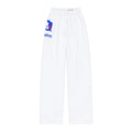 Kids Lounge Pants — White All-Over Print Comfort Pants with Blue Logo