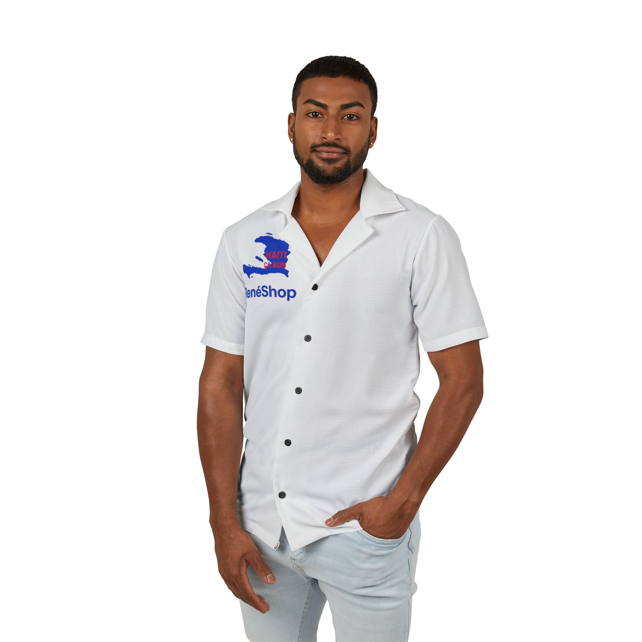 RenéShop Logo Hawaiian Camp Shirt — Men’s Casual Resort Button-Up