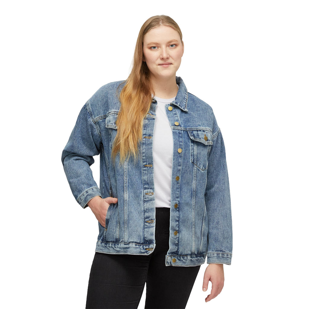 Denim Jacket — Women's Classic Jean Jacket with RenéShop Back Logo