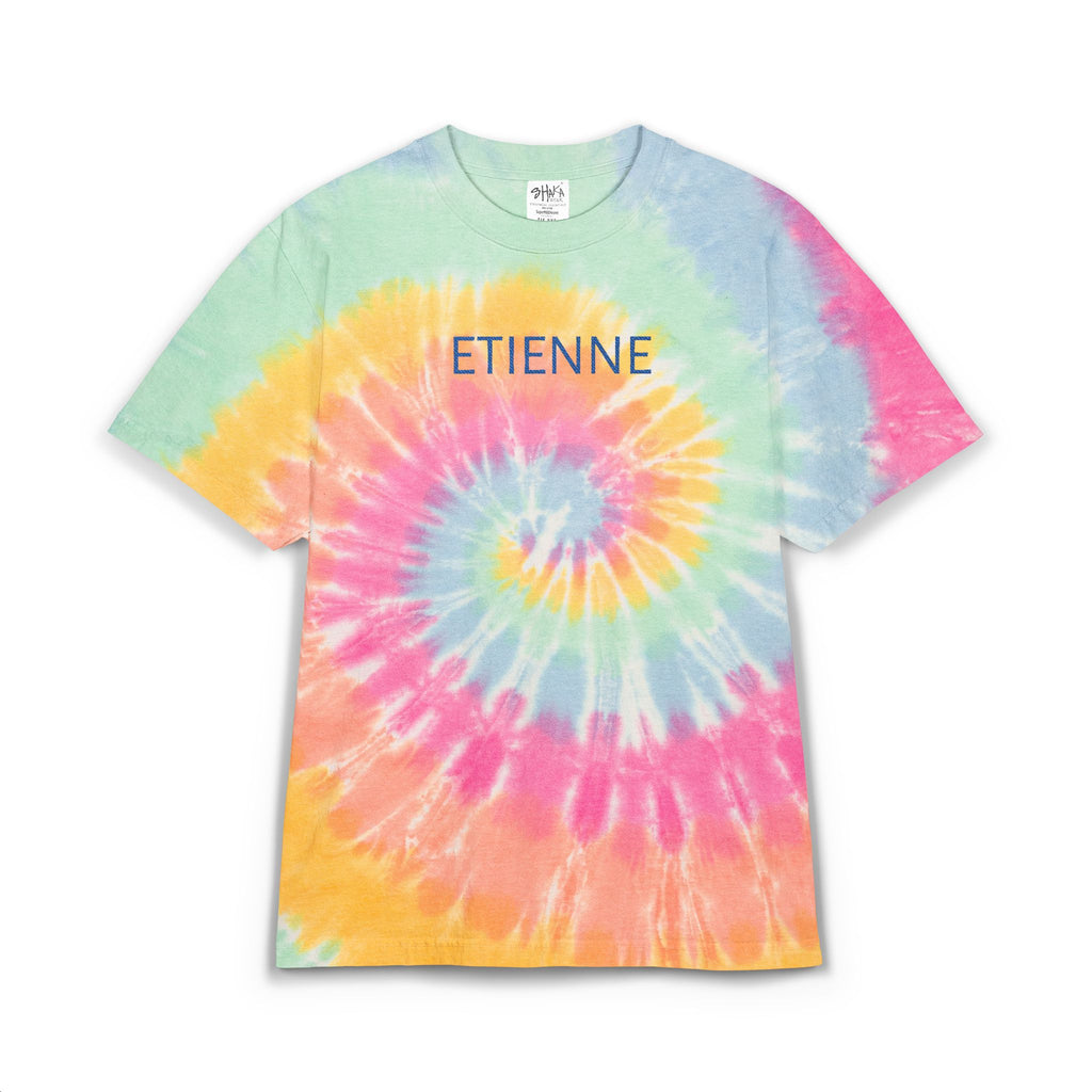 Tie-Dye Spiral Embroidered T-Shirt — Oversized Rainbow Tee