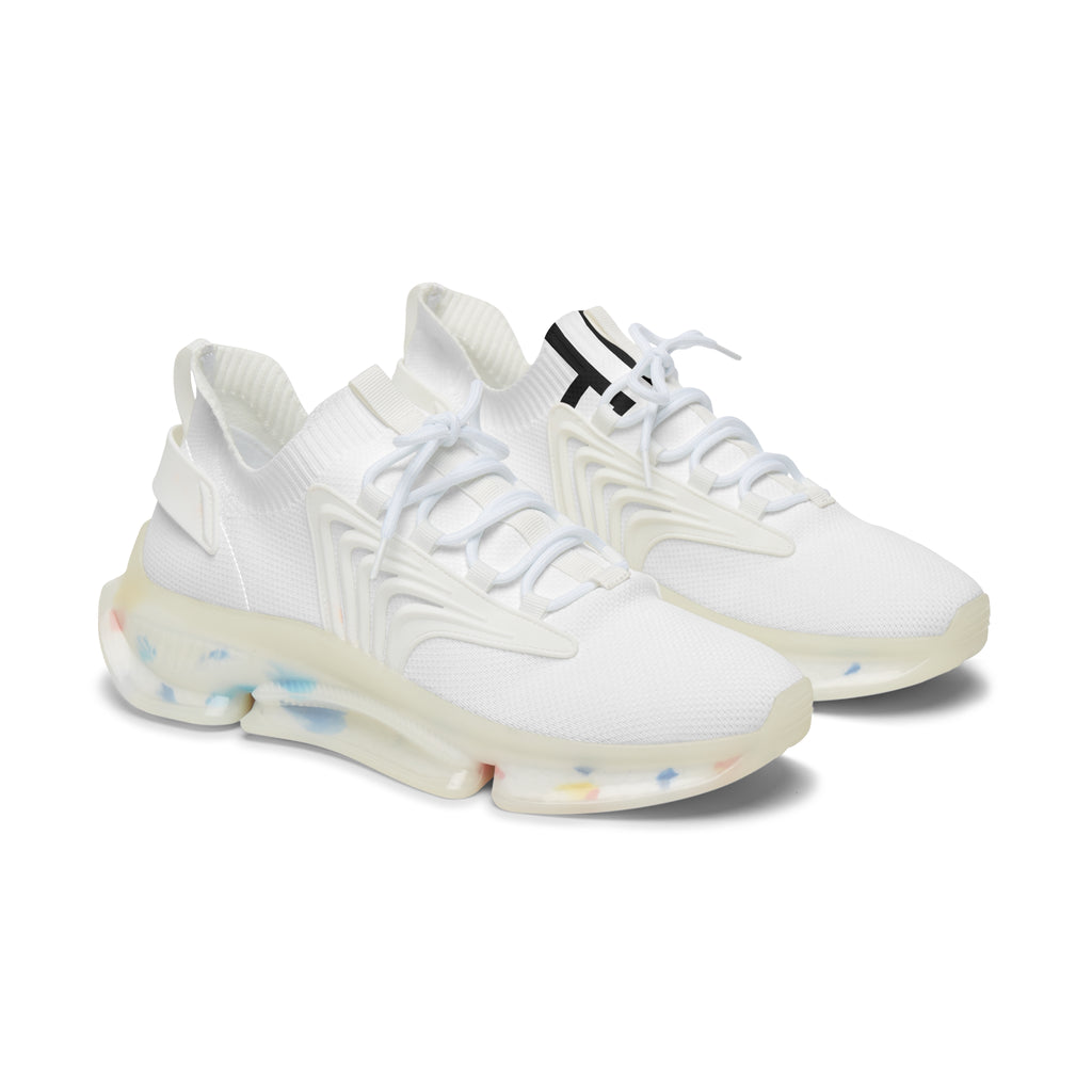White Mesh Sneakers — Lightweight Women's Trainer with Cushioned Speckled Sole
