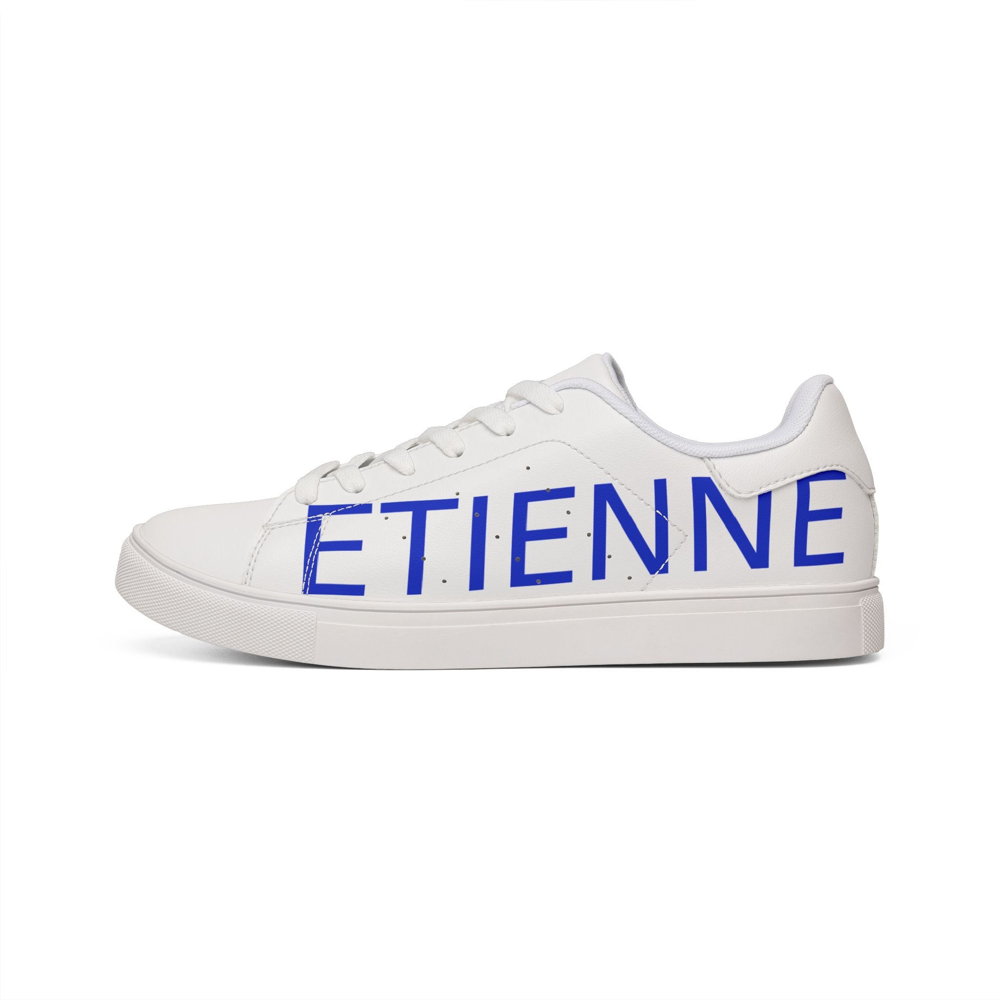 Men’s White Leather Low-Top Sneakers with Blue MLJRT Side Logo
