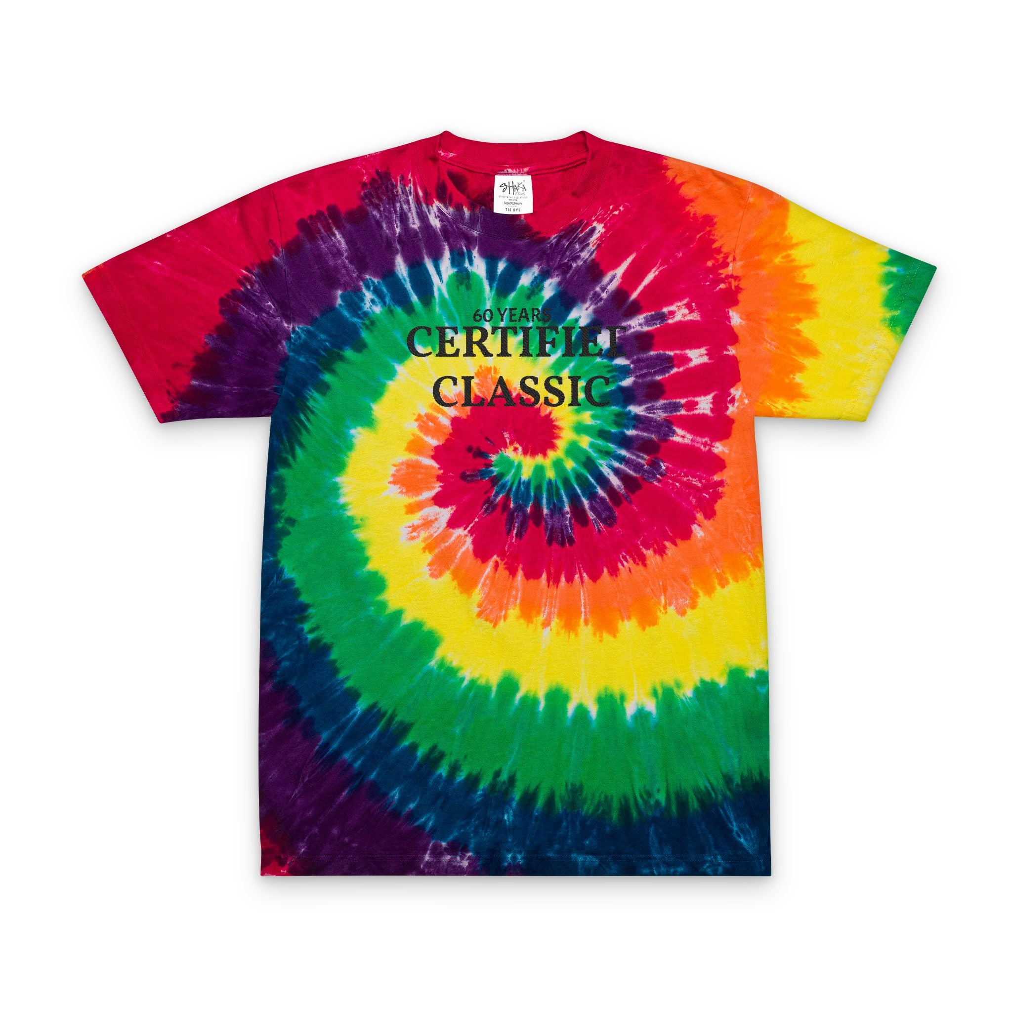 Tie-Dye Spiral T-Shirt — "Certified Classic" Embroidered Oversized Tee