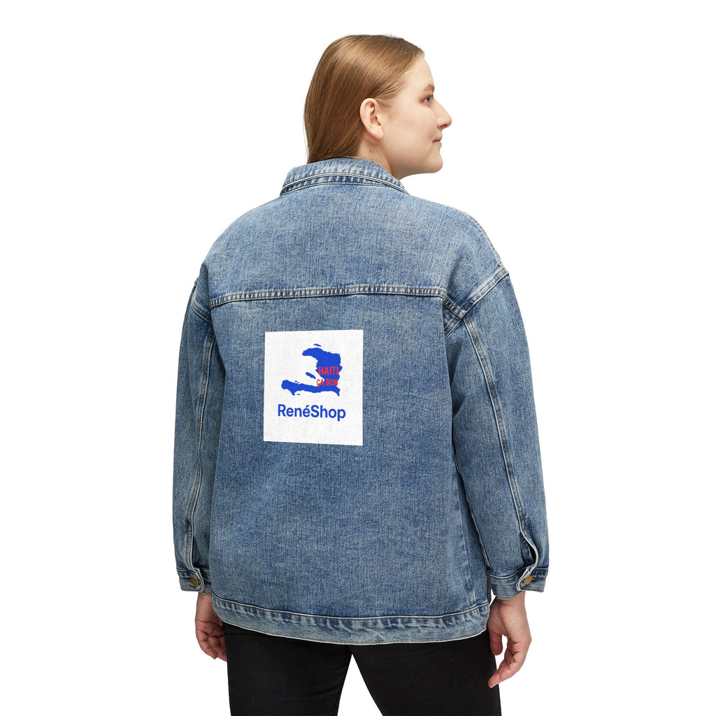 Denim Jacket — Women's Classic Jean Jacket with RenéShop Back Logo