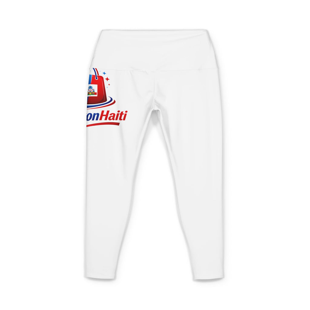 White Women's Yoga Pants with KonsonHaiti Logo — Branded Activewear Leggings