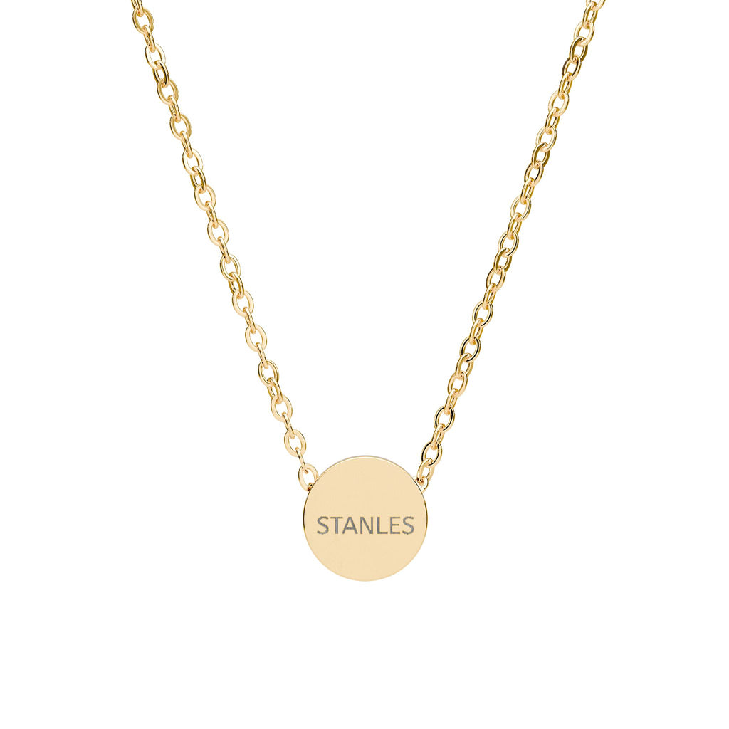 Mini Engravable Circle Necklace — Personalized Disc Pendant (Silver or Gold)