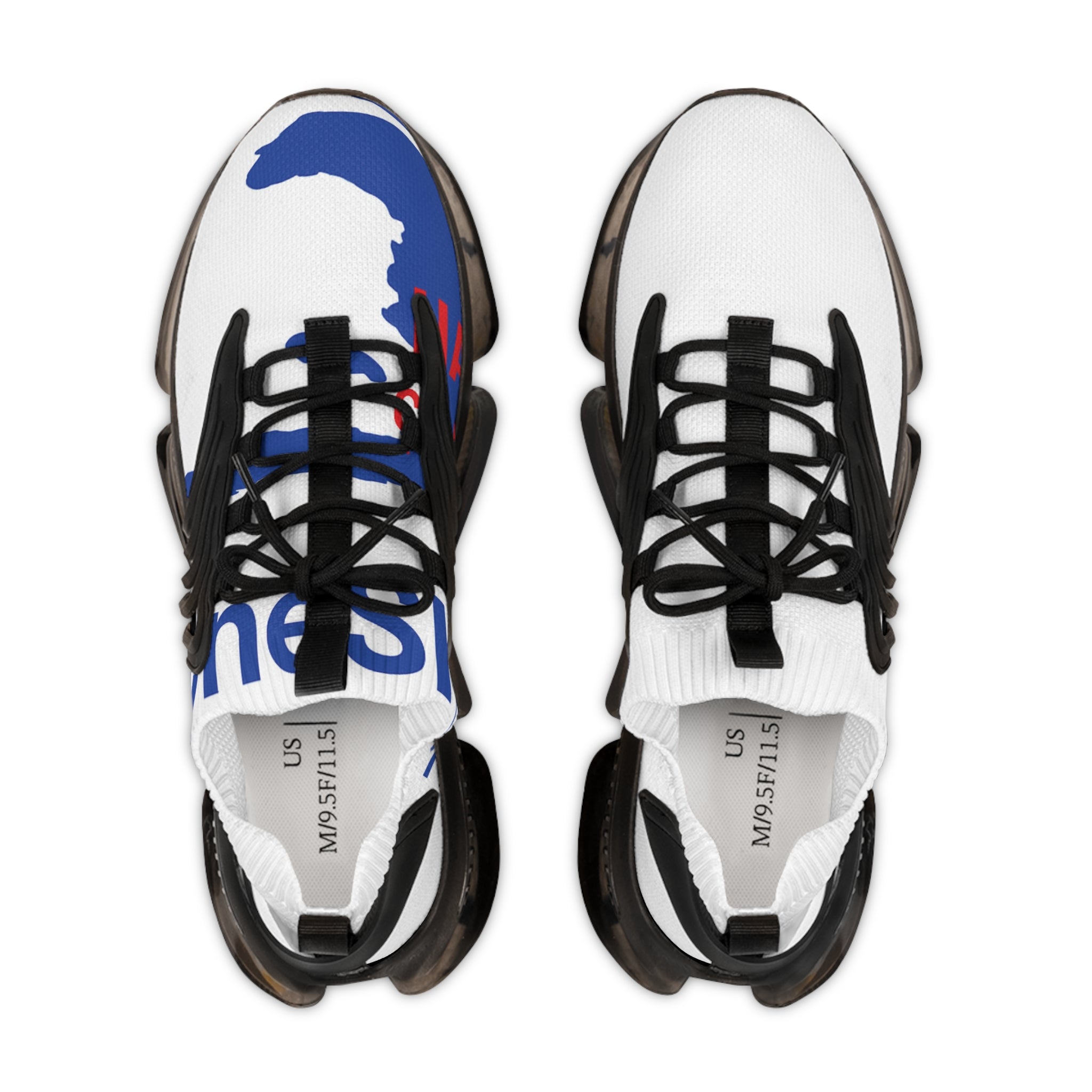 Mesh Sneakers — Bold Blue Graphic Men's Athletic Shoes