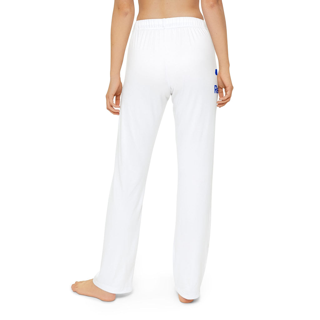 Kids Lounge Pants — White All-Over Print Comfort Pants with Blue Logo